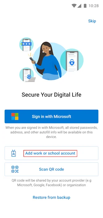 Authenticator first-run screen on Android.
